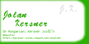 jolan kersner business card